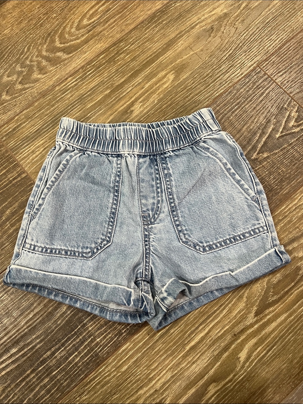 Volcom Light Blue Denim Elastic Waist Shorts